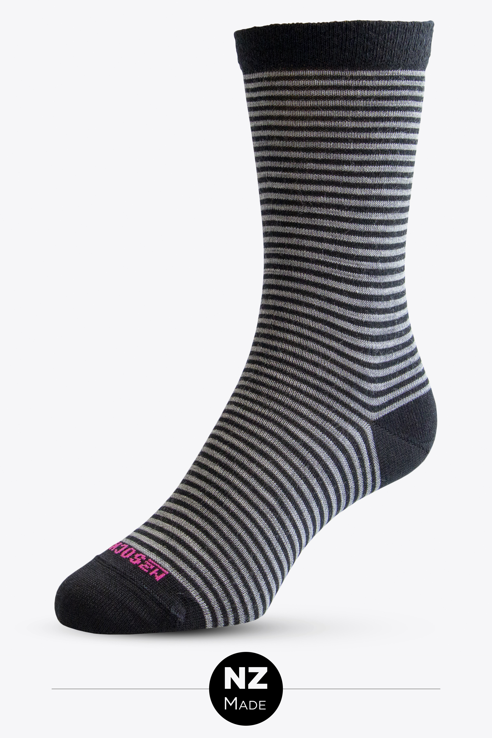 Merino Stripe/ Plain 2 Pack - black